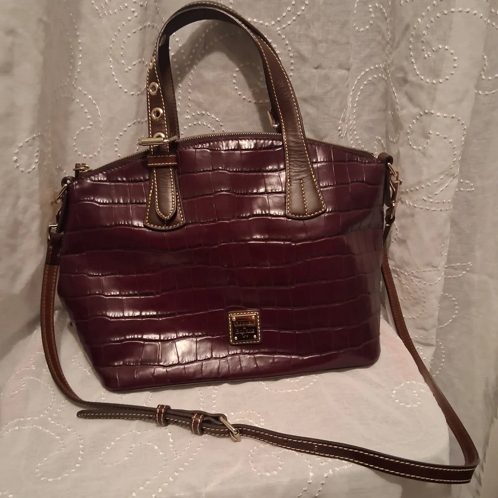 Dooney & Bourke Dark Brown Crocodile-Embossed Shoulder Bag - Picture 2 of 7